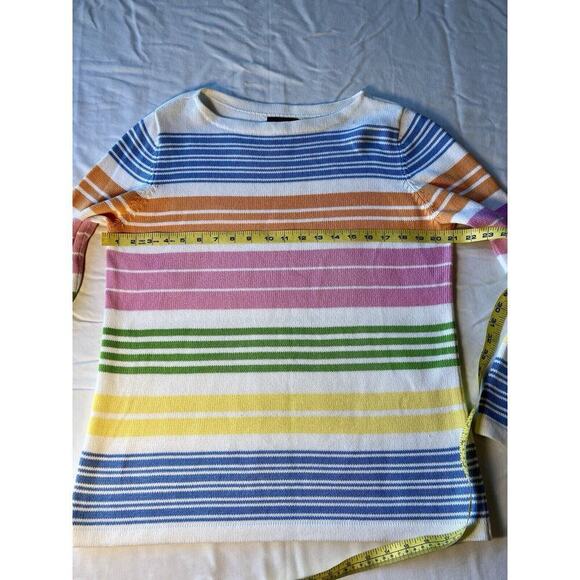 Lauren Ralph Lauren Sweater Crew Neck Pastel Striped Rainbow MED - Picture 4 of 8